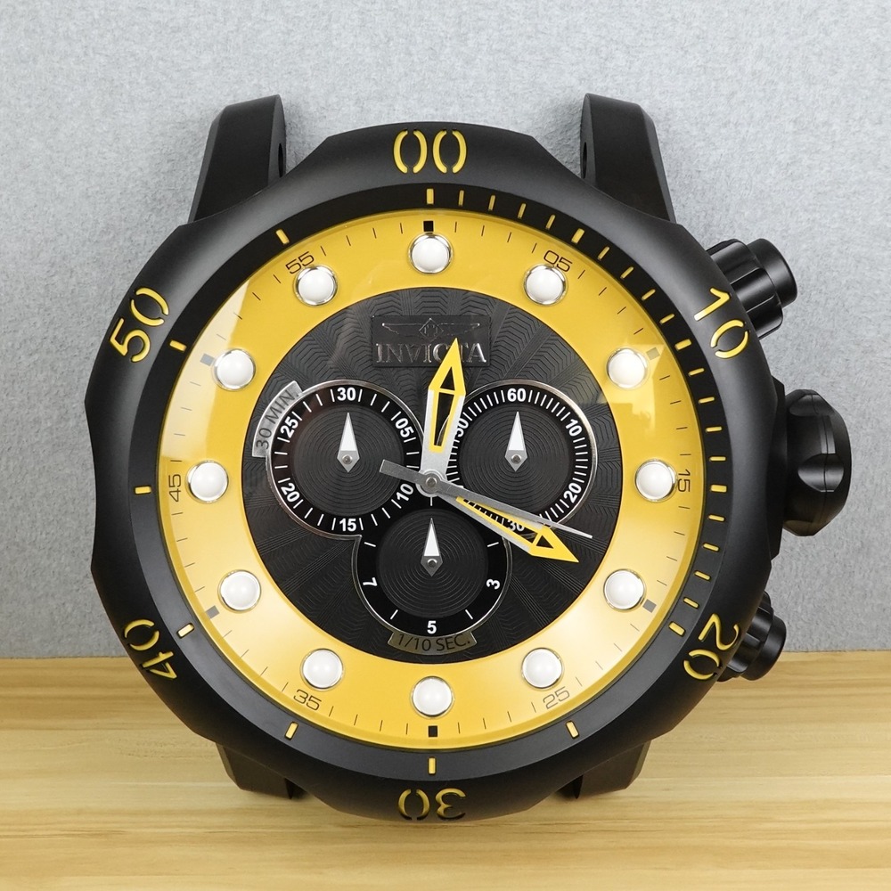 Invicta Venom Wall Clock Chronograph Watch Black Yellow Horology Collectible 20"